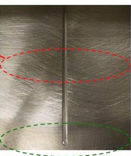 Aluminium platen: conditioned and unconditioned surfaces with original contact markings.
