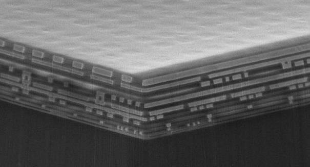 Multilayer wafer: microscopic cross-section.