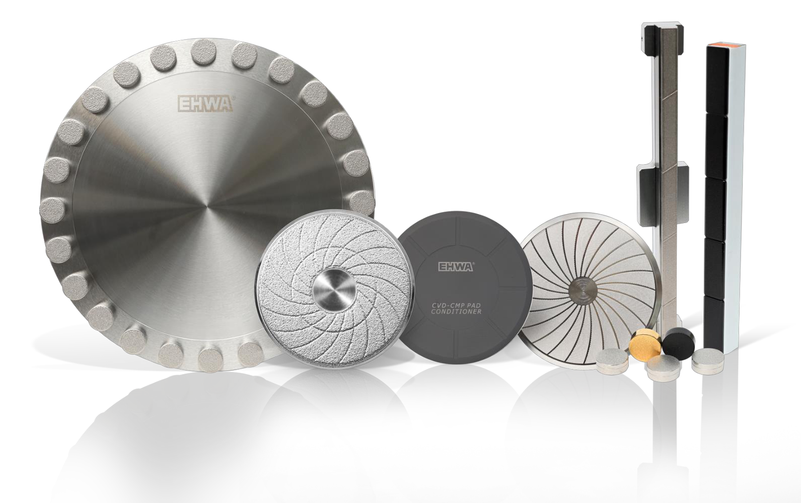 CMP conditioners: discs, pellets and bar tools.
