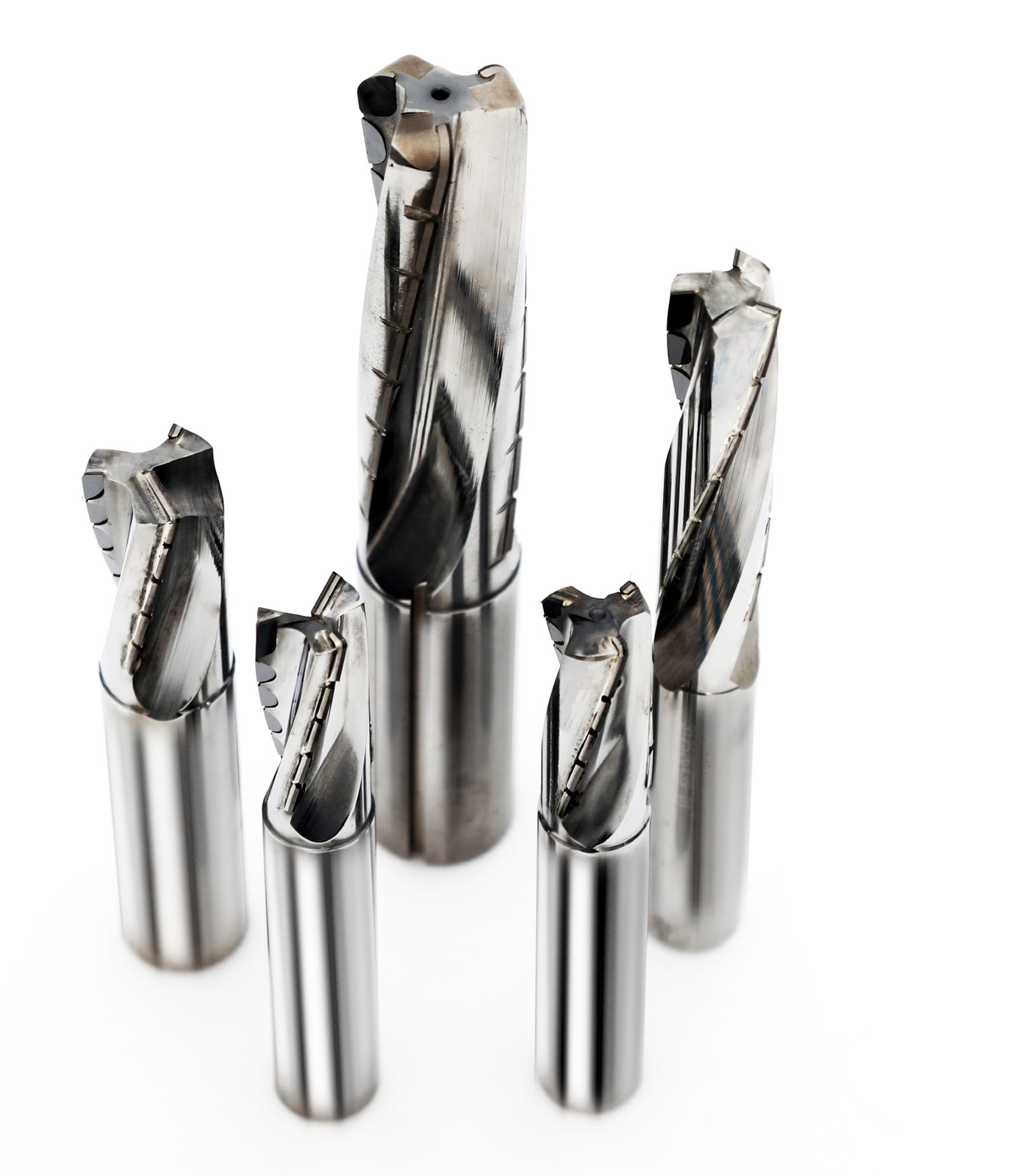 Helixfräser mit PCD-Schneiden und Hartmetallschaft.