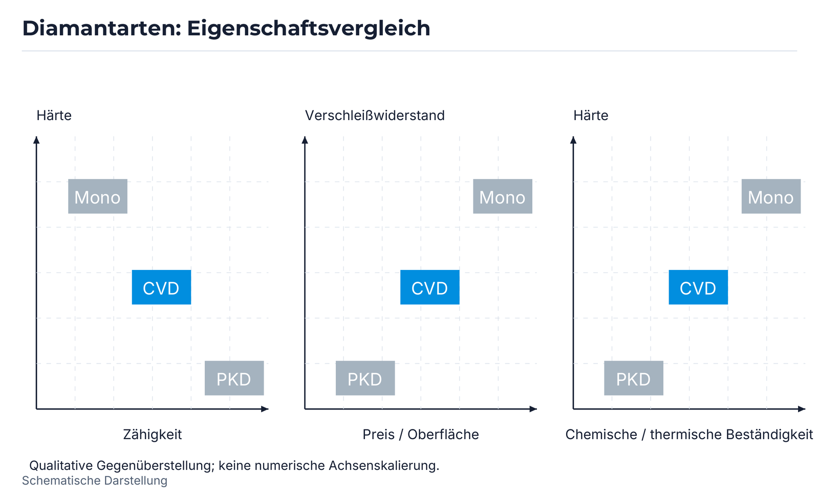 Diamantarten: Eigenschaftsvergleich.