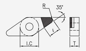 VNGA (PCD / CVD): Schneidplattenmaßzeichnung mit den zugehörigen Geometriezeichen.