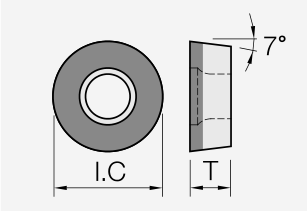 RCGW (PCD / CVD): Schneidplattenmaßzeichnung mit den zugehörigen Geometriezeichen.