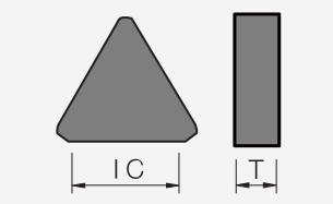 TNGN (solid) (PCBN): Schneidplattenmaßzeichnung mit den zugehörigen Geometriezeichen.