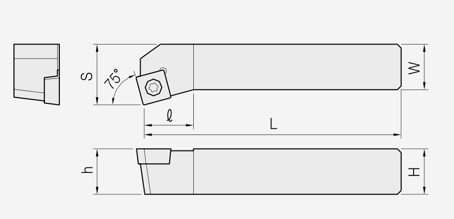 Werkzeug: isoliertes Maßbild; Ansichten und Maßbezüge unverändert.