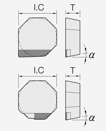 Schneidplatte: isoliertes Maßbild mit unveränderten Geometriezeichen.