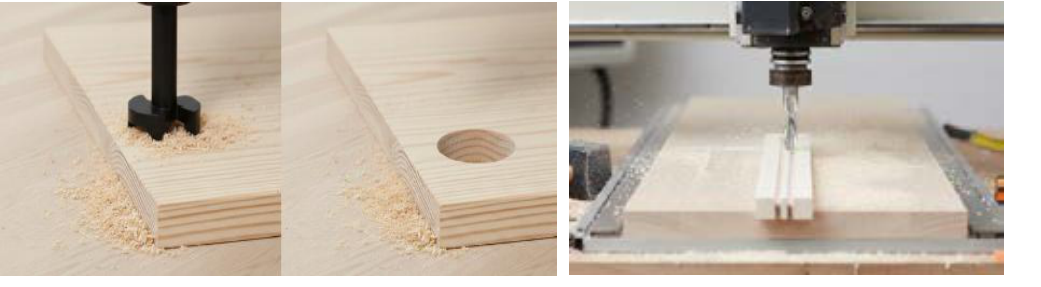Bohren in Holzwerkstoffplatten.