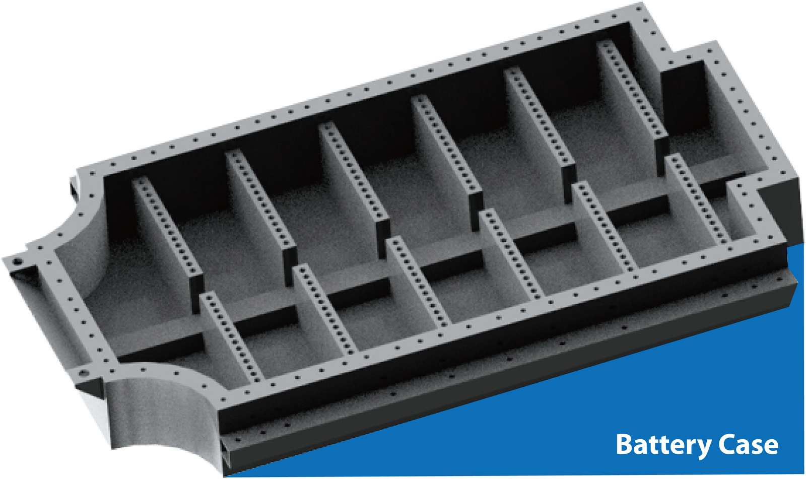 Batteriegehäuse aus Aluminium als Werkstückbeispiel.