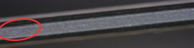 Vergleichswerkzeug, 600 Mesh: bearbeitete Glaskante.
