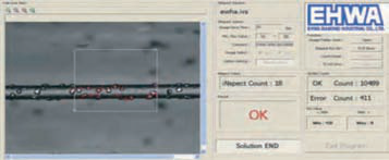 Inline-Prüfung und Echtzeitzählung während der Diamantdrahtherstellung.