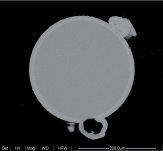 Diamantdraht-Querschnitt mit vollständigem 200-µm-Maßstab.