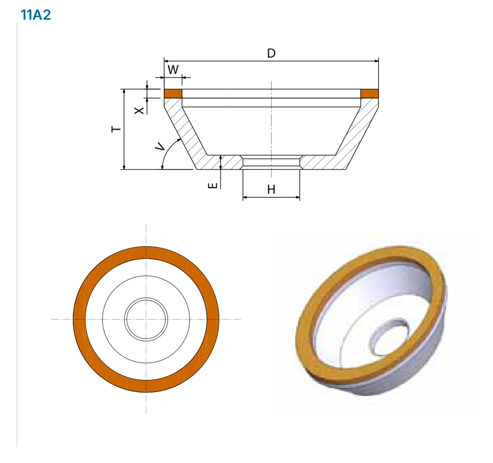 11A2: section, dimension codes and tool model