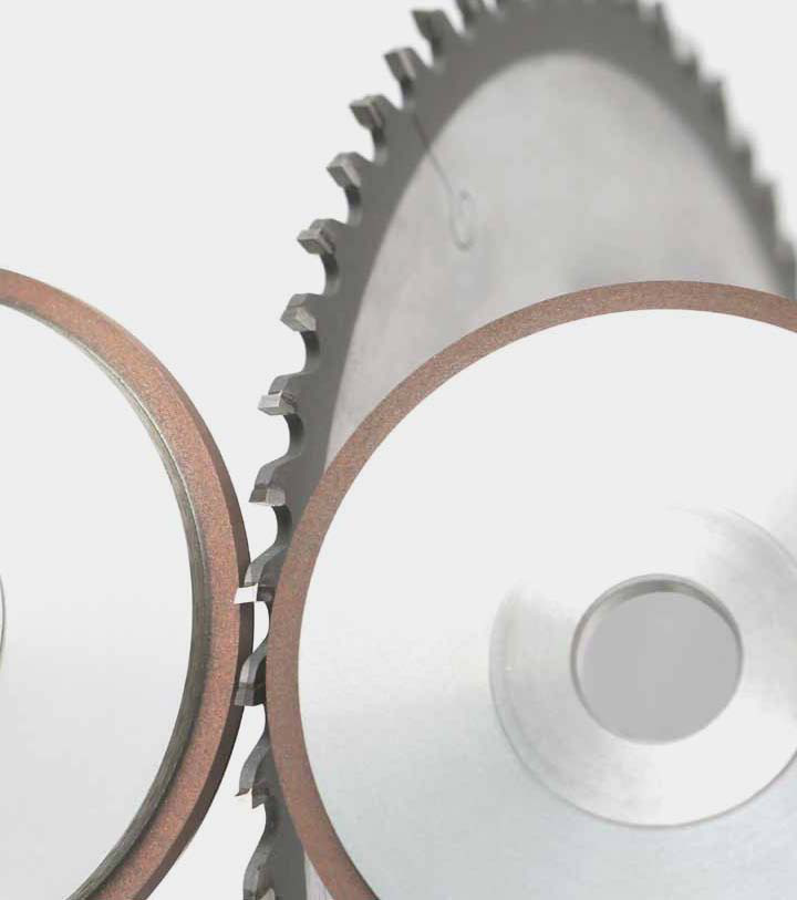 Saw-blade profile grinding with grinding wheels.