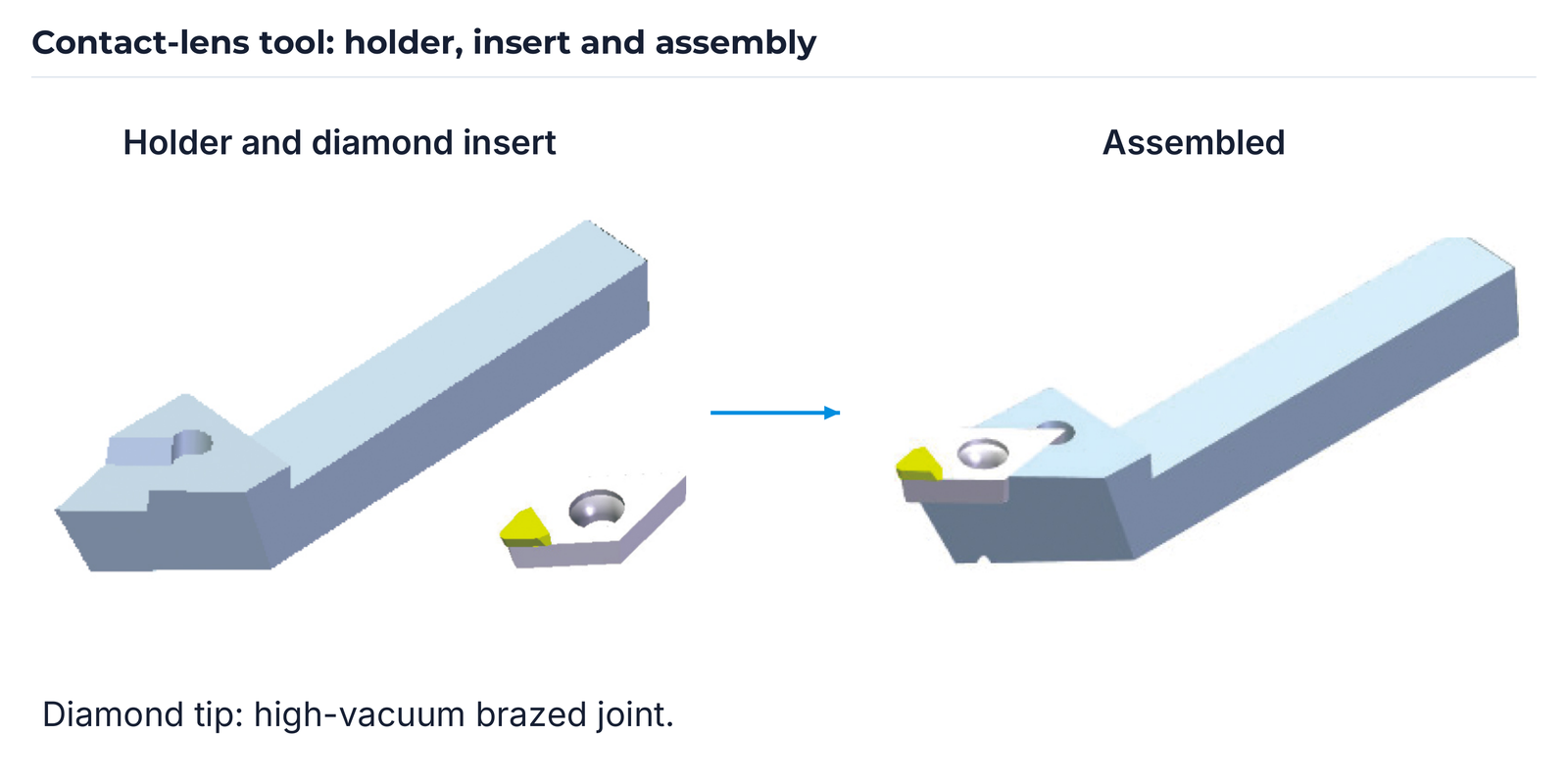 Contact-lens tool: holder, insert and assembly.