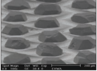 Diamond structure of the electroplated design.