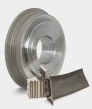 Rotary dresser and turbine blade shown as separate tool and workpiece examples.