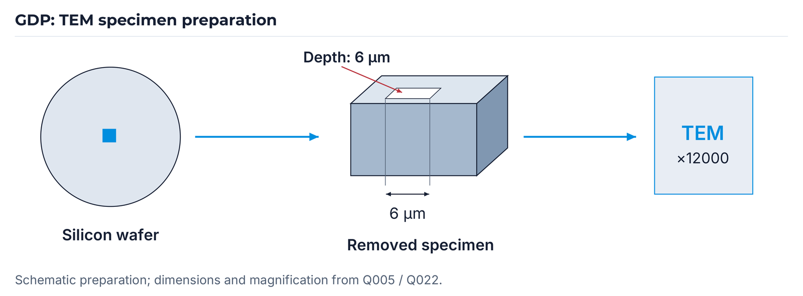 Redrawn preparation diagram with both 6 µm specifications and TEM ×12000.
